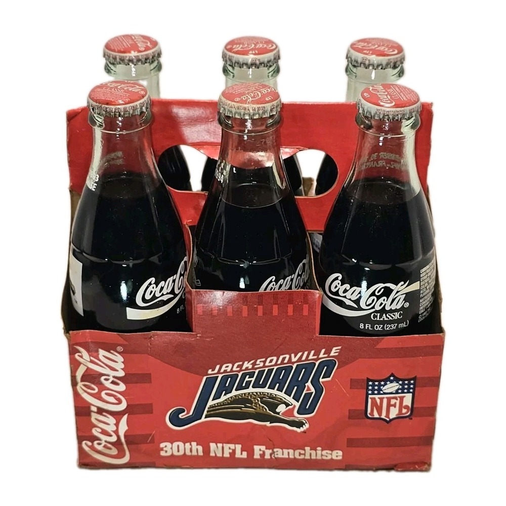 1993 Coca-Cola Jacksonville Jaguars 30th NFL Franchise 6-Pack Bottles Sealed